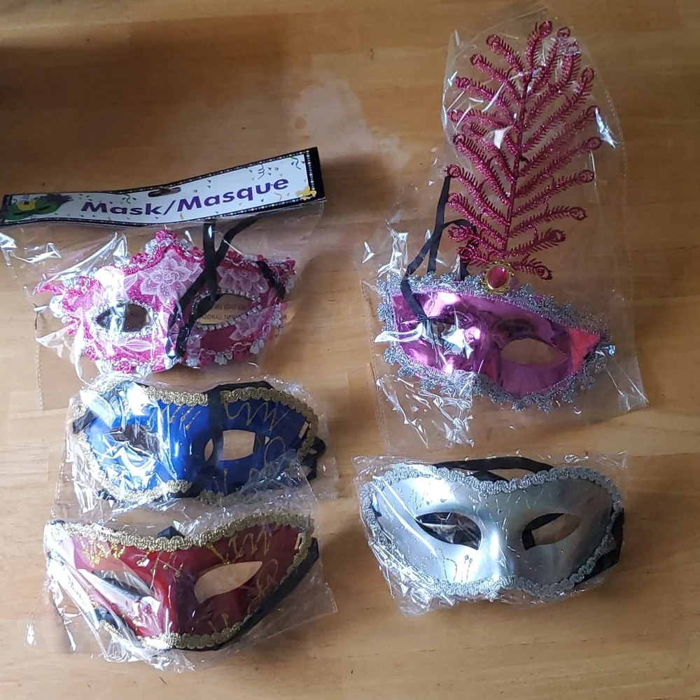 Mardi Gras, mask, masque, lot of 5, masquerade party